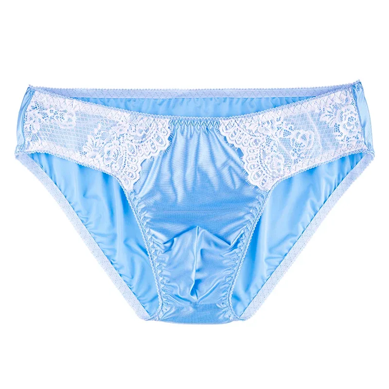 Men's Sexy Briefs Comfortable Healthy Elastic Soft Pouch mid Waist Pure Underwear Men's lace shiny gay underwear — image 21