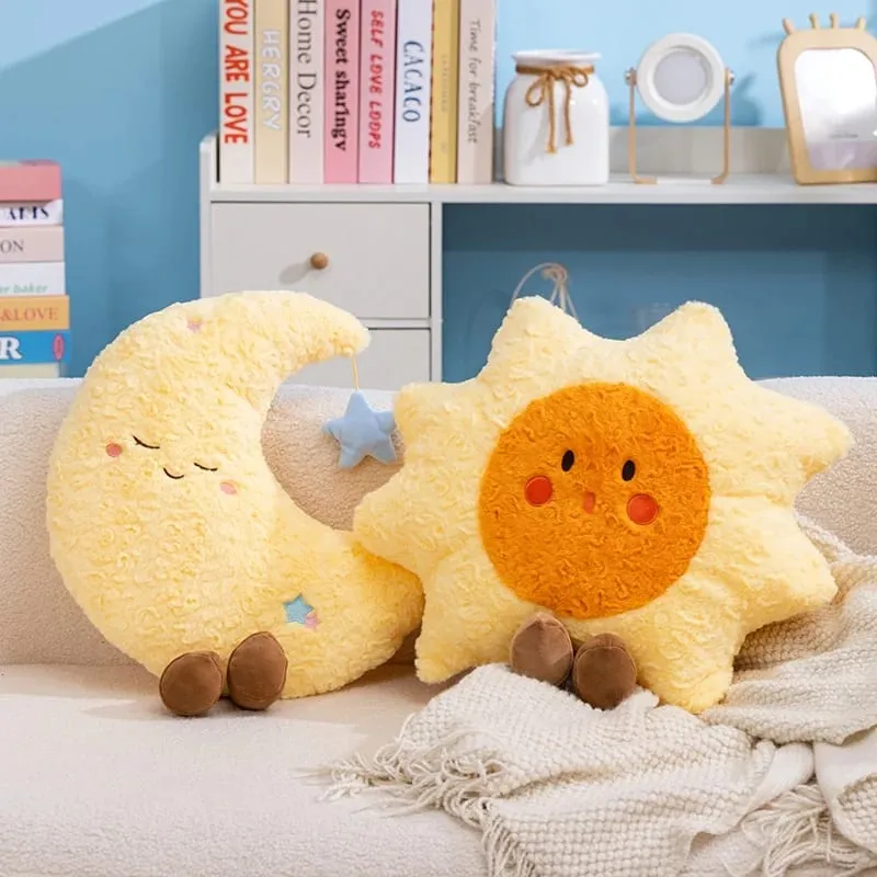 45cm Cute Plush Home Decorative Cushion Pillow Stuffed Sun Moon Plushies Huggable Sleep Pillow Girl Gift — image 3