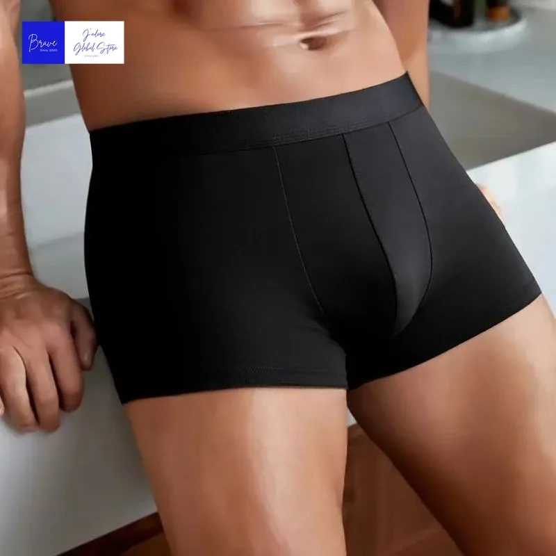 Men's Ice Silk Boxer Briefs Solid Color Quick-Dry Underwear Soft Breathable Low-Rise Trunks S-6XL Boys Underwear Boxershorts Men
