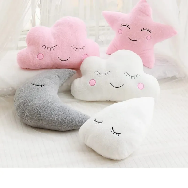 Hot Stuffed Cloud Moon Star Raindrop Plush Pillow Soft Cushion Toys For Children Baby Kids Girl Christmas Gift Room Car Decor — image 7
