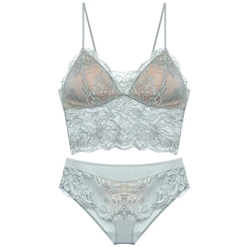 French Backless Bralette Sheer Lace Wireless Halter Top No Underwire Anti Nipple Show Comfort Bra & Tushy Set CA MOYISU Sexy Bra — image 12