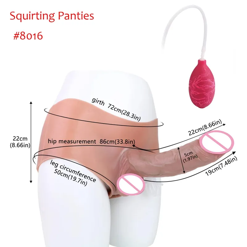 Black Nude Strapon Big Realistic Ejaculation Dildo Silicone Squirting Panties With Simulated Solid Penis Sex Toy For Women