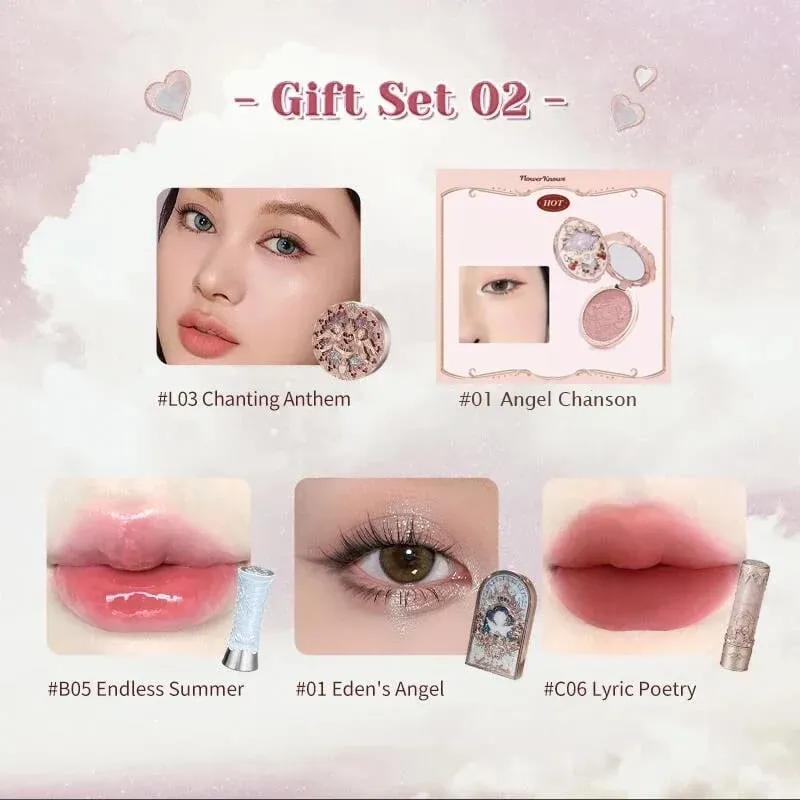 Flower Knows Make-up-Set, komplettes professionelles Make-up-Geschenkset, Meerjungfrauen-Lidschatten, Engels-Highlight, Schwanen-Lippenstift, 5-teiliges Set — image 3
