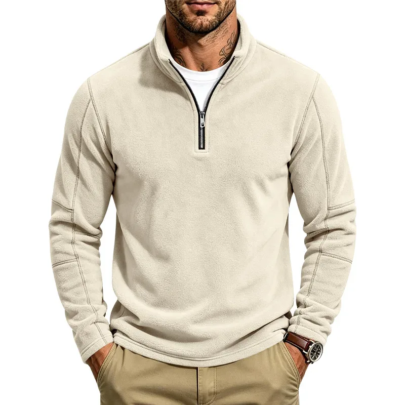 Men's Quarter Zip Polar Fleece Pullover Stand Collar Long Sleeve Casual Warm Sweatshirt For Autumn Winter Daily Commute Wear — image 12