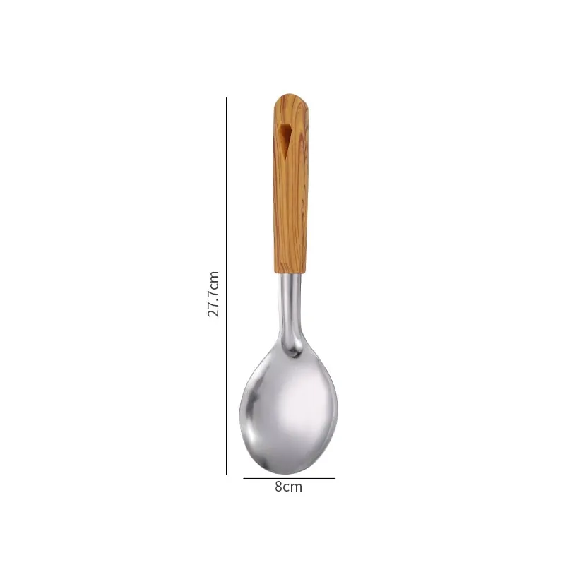 Stainless Steel Spatula Spoon Wood Handle Cooking Shovel Ladle Kitchen Utensils Baking Cooking Tools Kitchenware Cookware — image 13