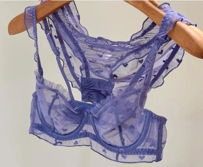 Sexy Satin-BH-Set mit dreieckigen Körbchen, nicht abfärbend, bequeme, kabellose Dessous für große Brüste — image 8