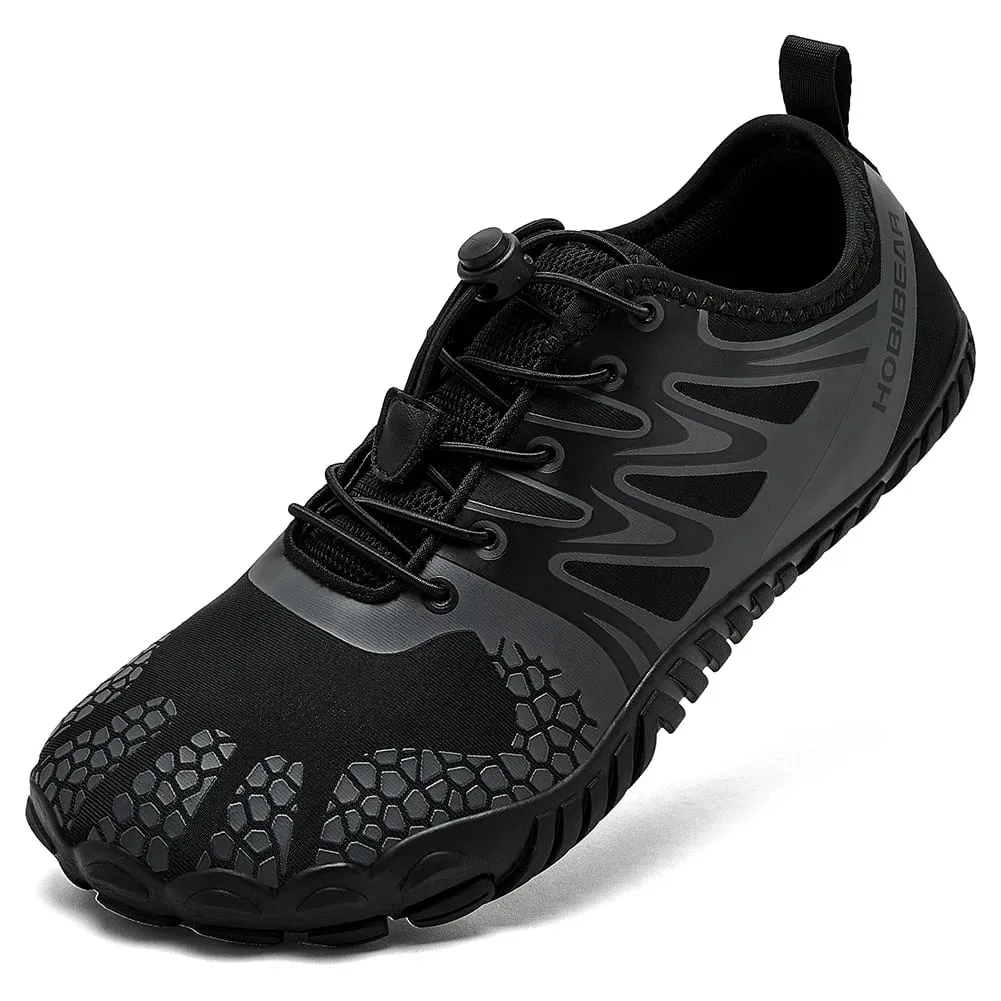 Barfotaskor med bred tå för unisex konstläder Outdoor Walking Sneakers Zero Drop Minimalistiska elastiska bandskor — image 2