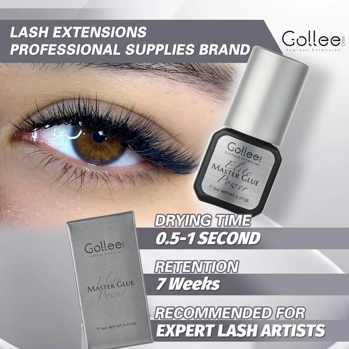 Gollee For Master of Eyelash Grafting 0.5s Fast Drying Retention 6-8 Week Eyelash Extension Glue Waterproof Max Bonding