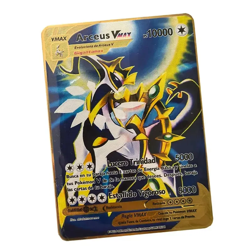 Pokemon Metal Cards in Spanish Pikachu Arceus Charizard DIY Trading Flash Card Anime Cartoon Gift — image 24
