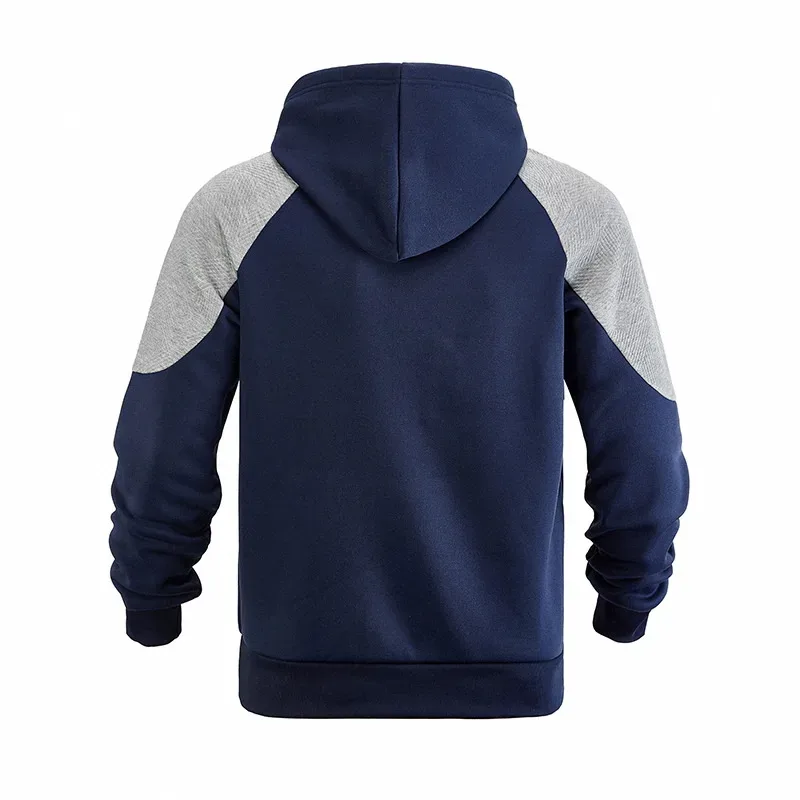 Men Patchwork Color Block Pullover Hoodie Drawstring Kangaroo Pocket Long Sleeve Loose Sweatshirt Autumn Winter Streetwear Tops — image 22