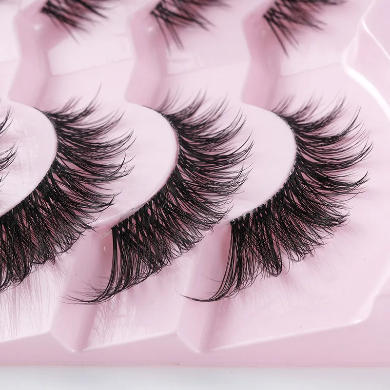 5 Pairs Cat Eye Lashes Faux Mink Eyelashes Natural long Manga Lashes Winged End Eye Elongated Eyelashes Fake Lashes Makeup — image 6