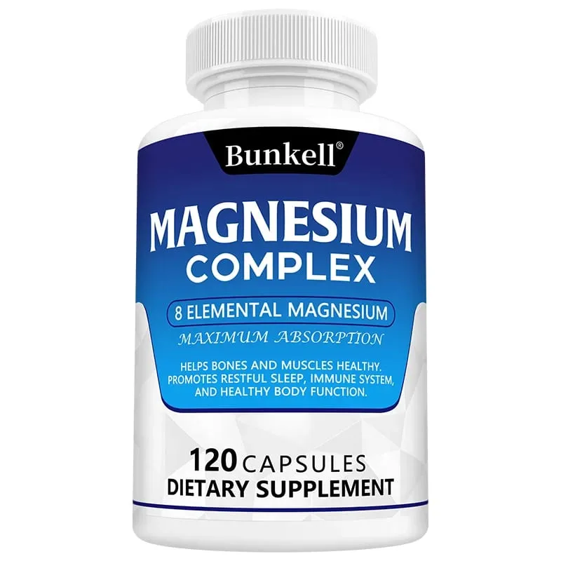 Magnesium Complex 120 Capsules - Bone Muscle & Heart Health Supplement Sleep Support Muscle Relaxation Stress & Anxiety Relief