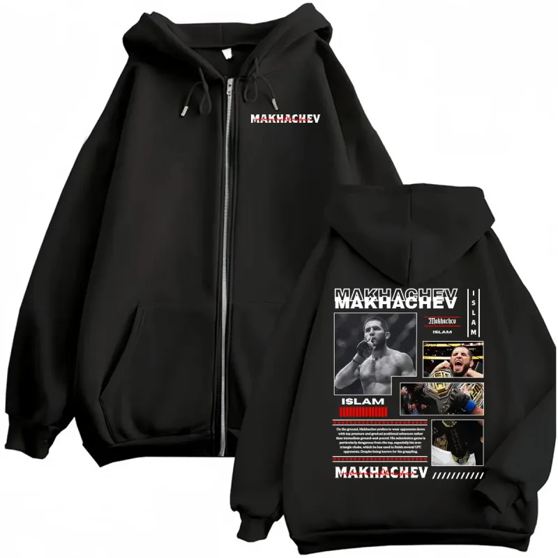 Limited Islam Makhachev Violence Aesthetic Sweatshirt Jacket Coats Men's Vintage Classic Zipper Hoodies Long Sleeve Zip Up Hoody — image 1