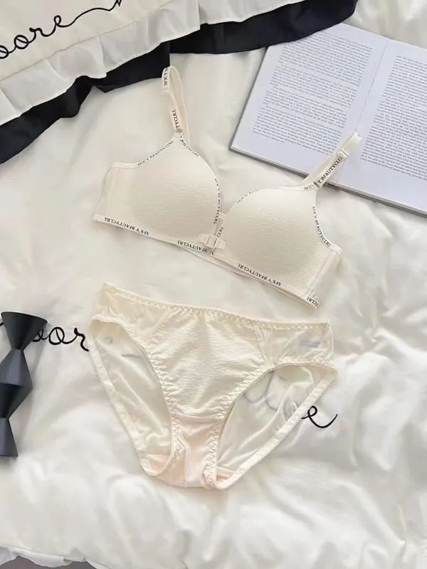 섹시한 프론트 클로저 푸시 업 란제리 작은 가슴을위한 세트 스틸 링 문자 어깨 끈이없는 편안한 얇은 브래지어