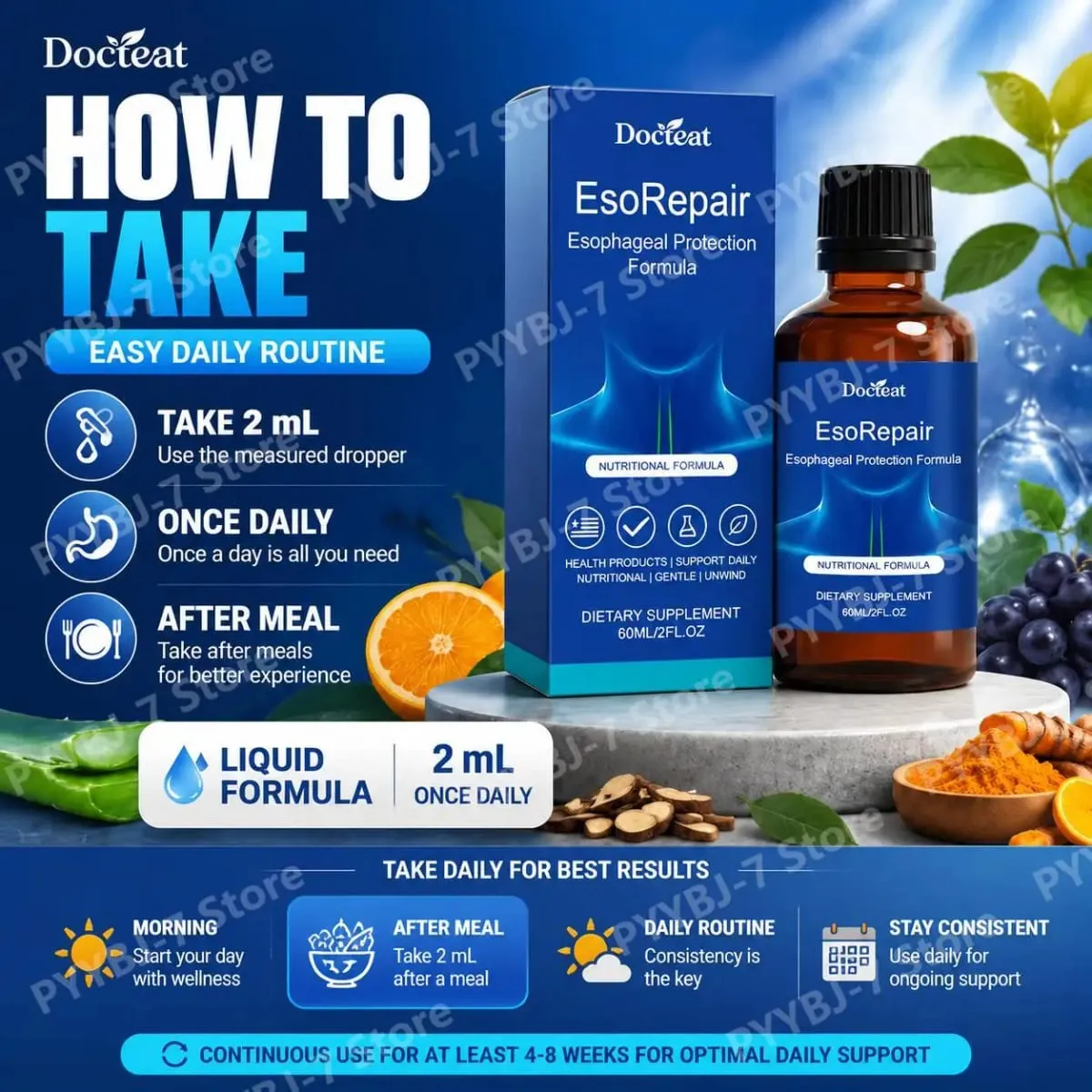 Fordøjelses- og tarmstøttetilskud Flydende urteblanding med vitaminer Aloe Vera Gurkemeje Druefrø 60ml Tarmsundhed — image 7