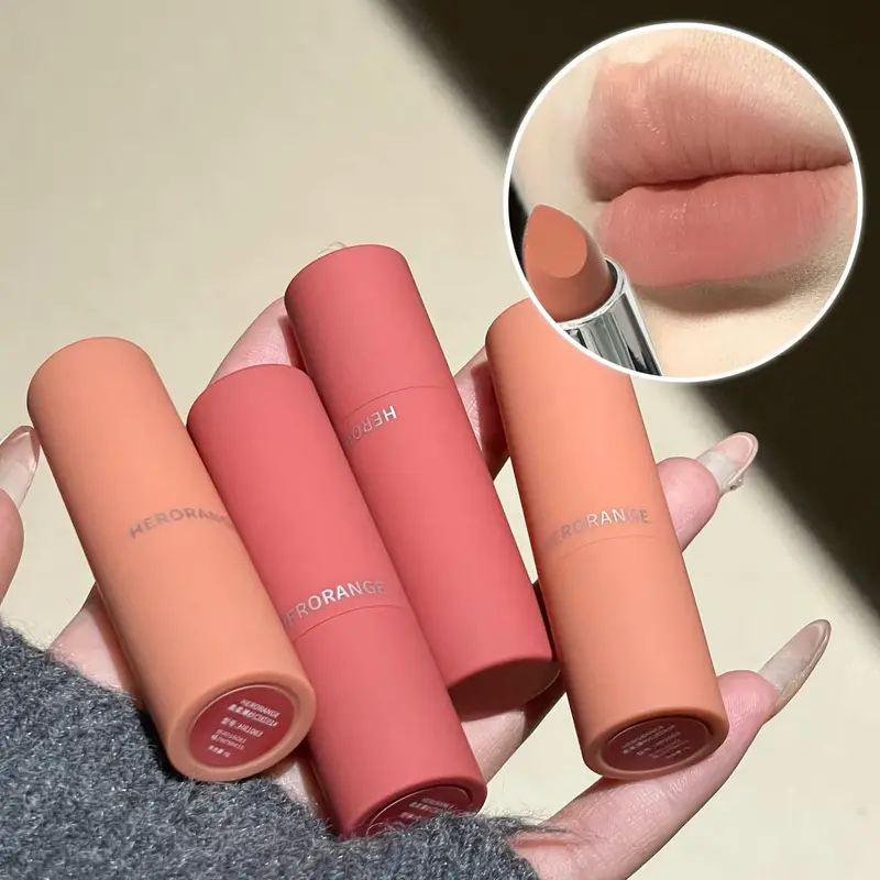 Herorange gennemsigtig mat læbestift Blød tekstur Ikke-tørrende Langvarig overførselssikker naturlige toner til alle hudtoner — image 2