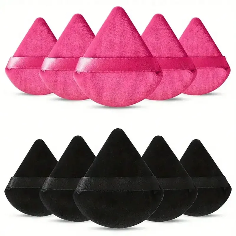 10 Pcs Triangle Velvet Powder Puff Pizza Flours Mini Face Makeup Sponge Cosmetics Washable Lightweight Makeup Tool — image 8