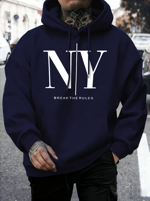 Break The Rules Yes No Prints Autumn Fleece Sweatshirts Men'S Soft Jogging Hoodie Street Comfy Pullovers Sport Loose Sportswears — image 9