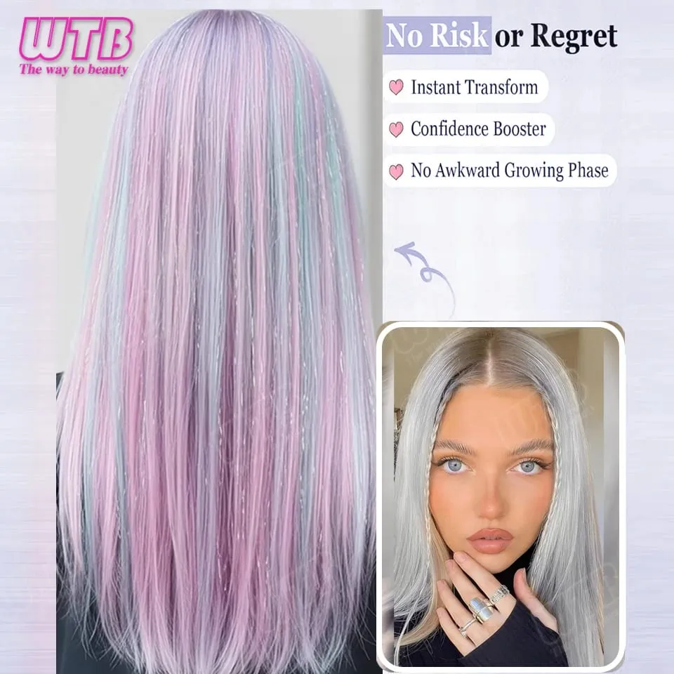 WTB Ice Cream Color Synthetic Hair Extension Wig with BB Clip Style Suitable for Women to Wear During Holidays and Events — image 3