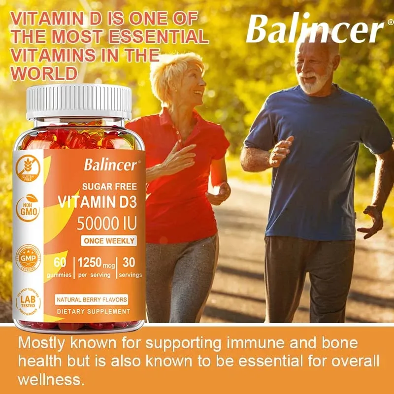 Vitamin D3 Berpotensi Tinggi 50 000 IU - Sokongan Imun Tulang Gigi Jantung dan Kesihatan Saraf Antioksidan - Bebas Gluten Bukan GMO — image 5