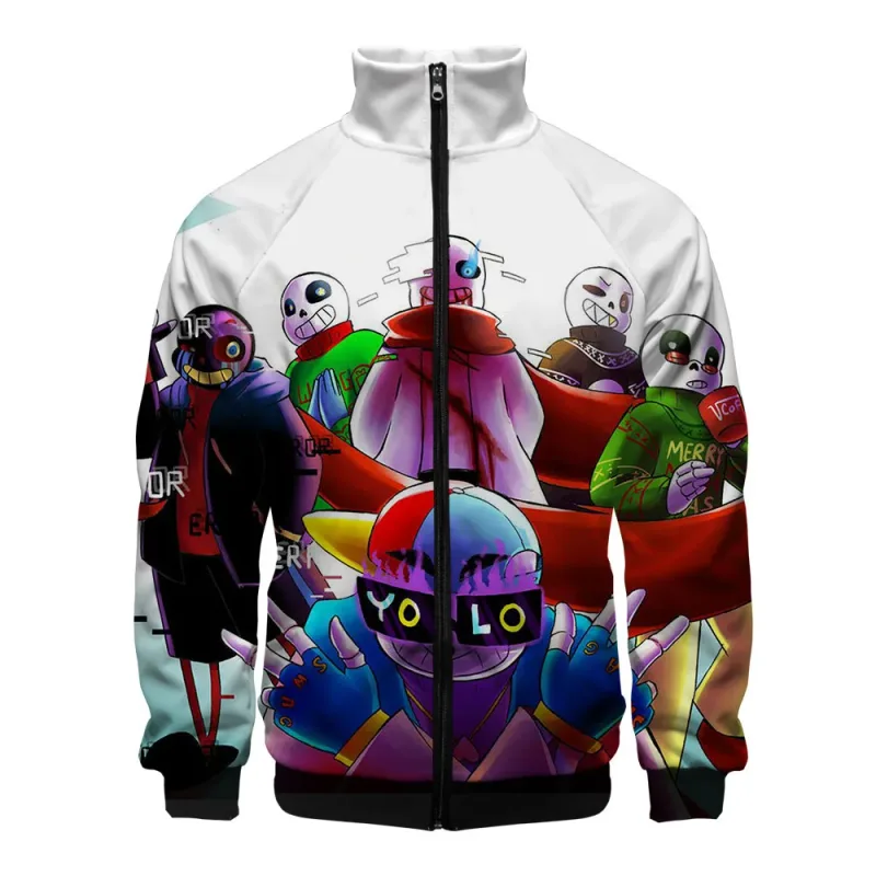 Luxury Popular Sans Undertale 3D Print Zipper Raglan Jacket Windbreaker Boys/Girls Comfortable Stand Collar Jackets Coats — image 14