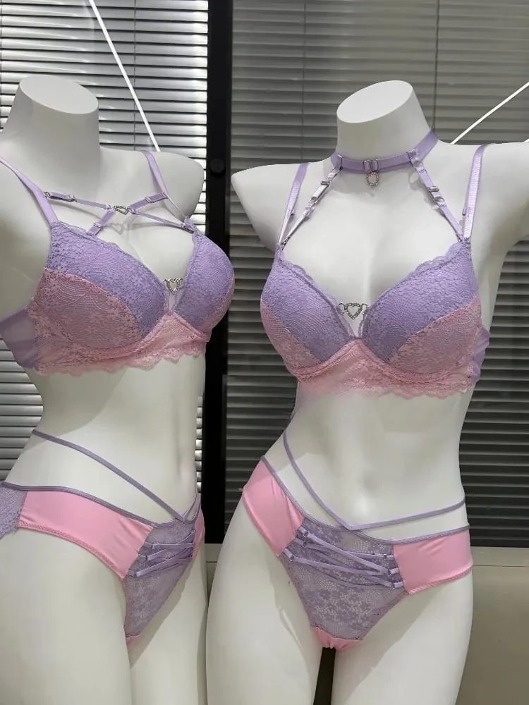 Chic Hollow Lace Tie Strap Lingerie Set Sexy Push Up Brassiere Gathering Ladies Fashion Inner Underwear Set 32 34 36 38 — image 2