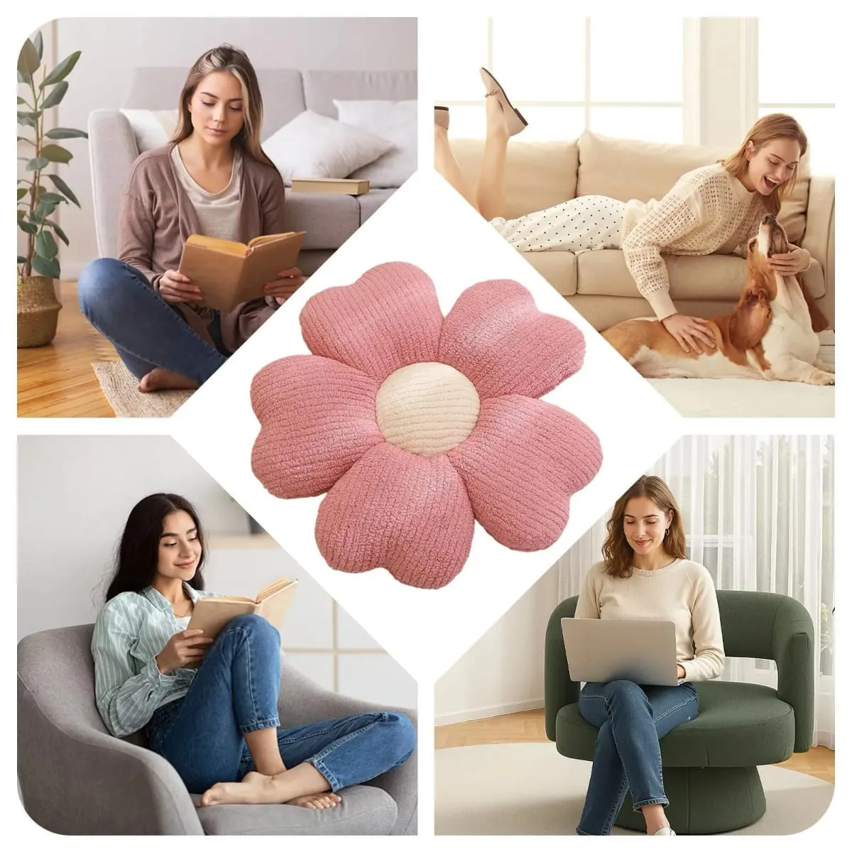 Flower Petal Pillow Soft Romantic Cuddly Stuffed Cushion Petal Shape Plush Pillow for Couch Living Room Bed Bedroom Patio