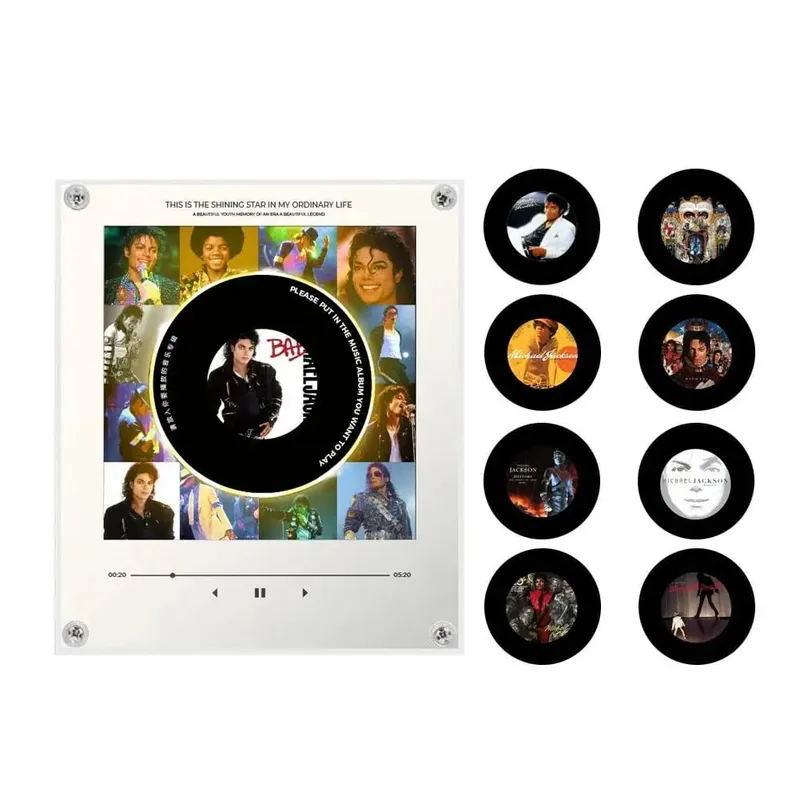 NFC Music Player Refrigerator Magnetic Sticker Acrylic Rotary Disc Machine Automatic Singing Song Players for Fridge Night Light