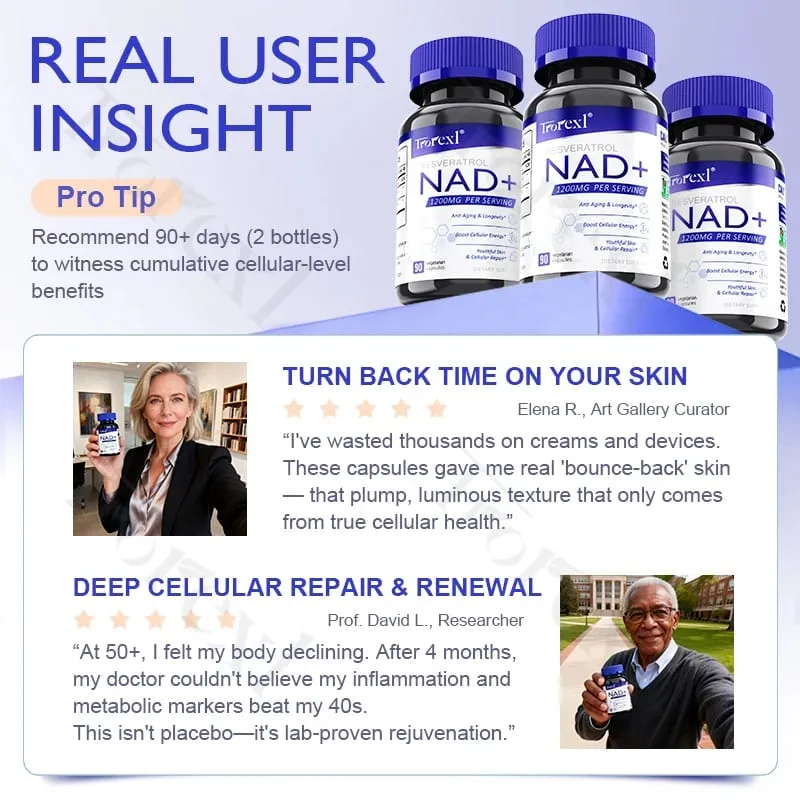 NAD + Resveratrol Supplement NAD Plus Boosting - Supports Cellular Energy Anti-aging Metabolism Skin Health — image 6
