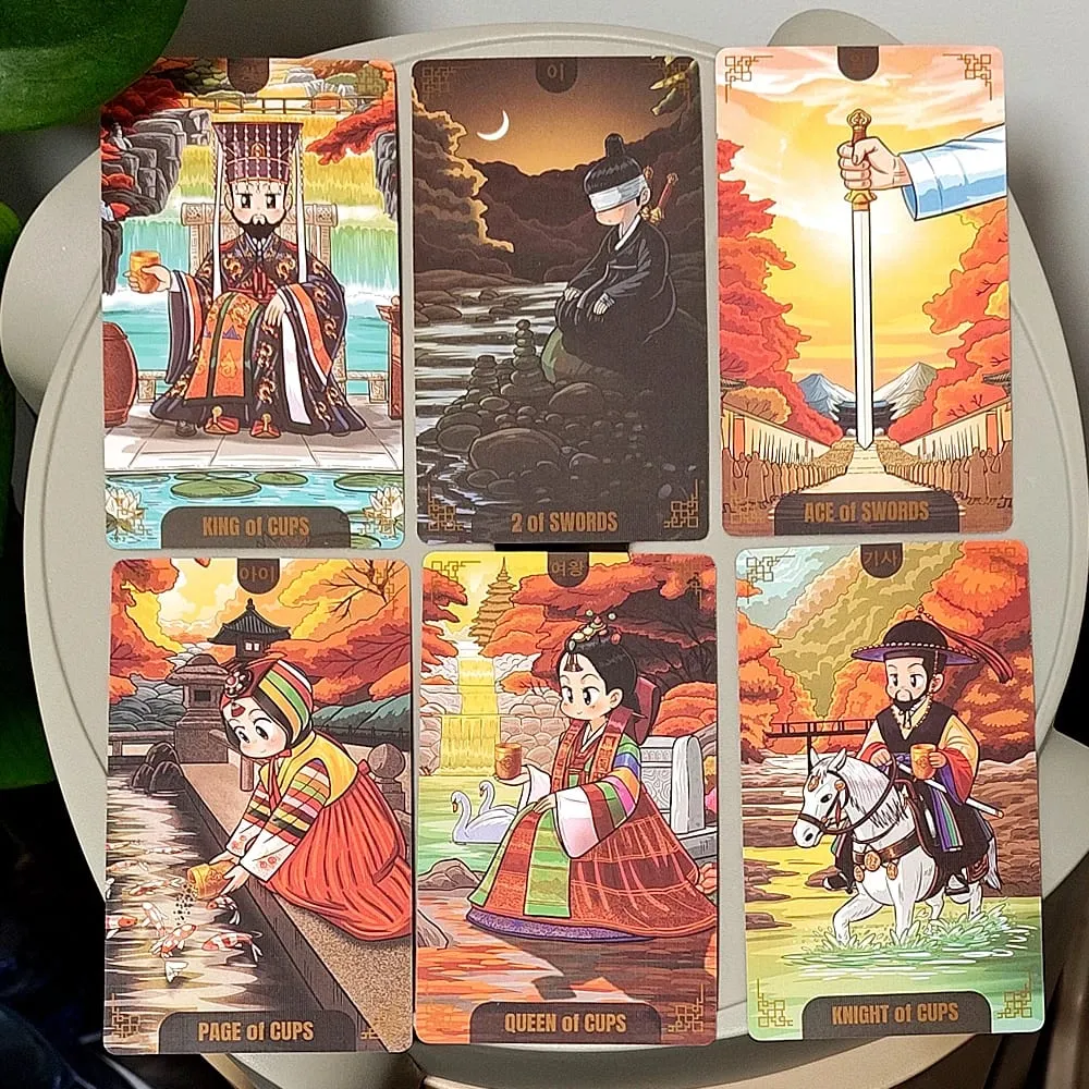 Timeless in The Autumn Chibi Tarot Deck for Collectors in Rigid Box 12*7cm Korenji Tarot 78 Cute Korean Hanbok Style Cards — image 6