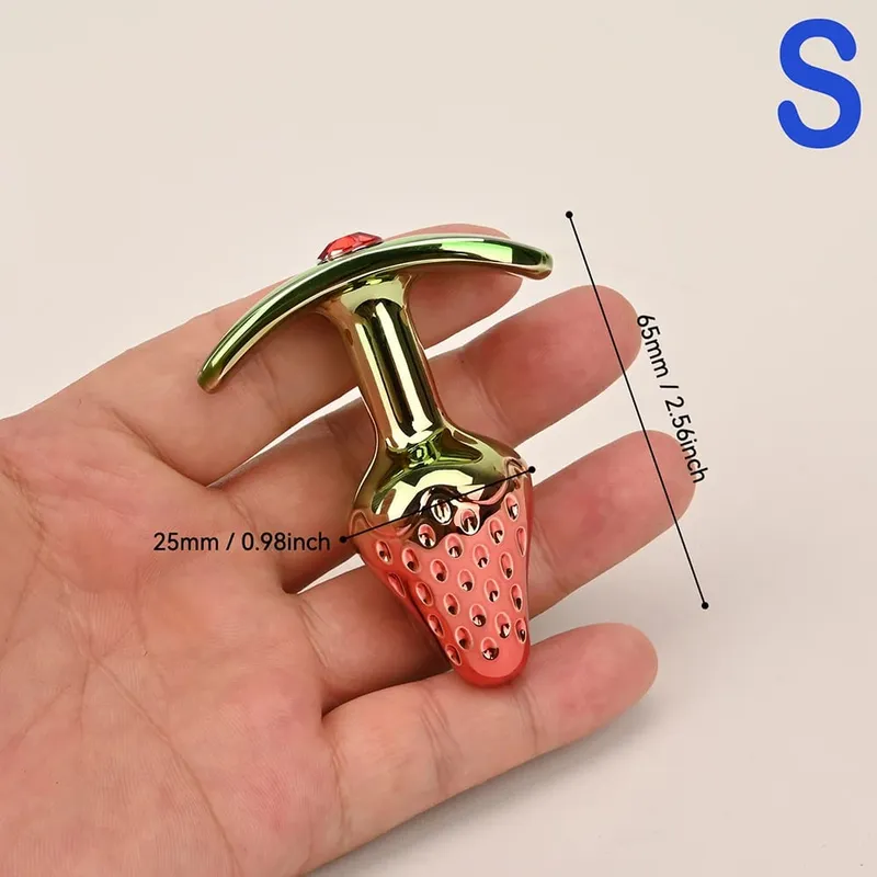 Anus Butt Plug With Diamond Jewel Metal Strawberry-Shaped Anal Sex Toys Trainer Analplug Buttplug Butplug