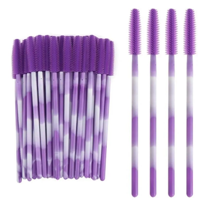 50Pcs Disposable Eyelash Brushes Silicone Makeup Tools Mascara Wand Applicator Rainbow Color Microbrush Eyebrow Comb Girl — image 9