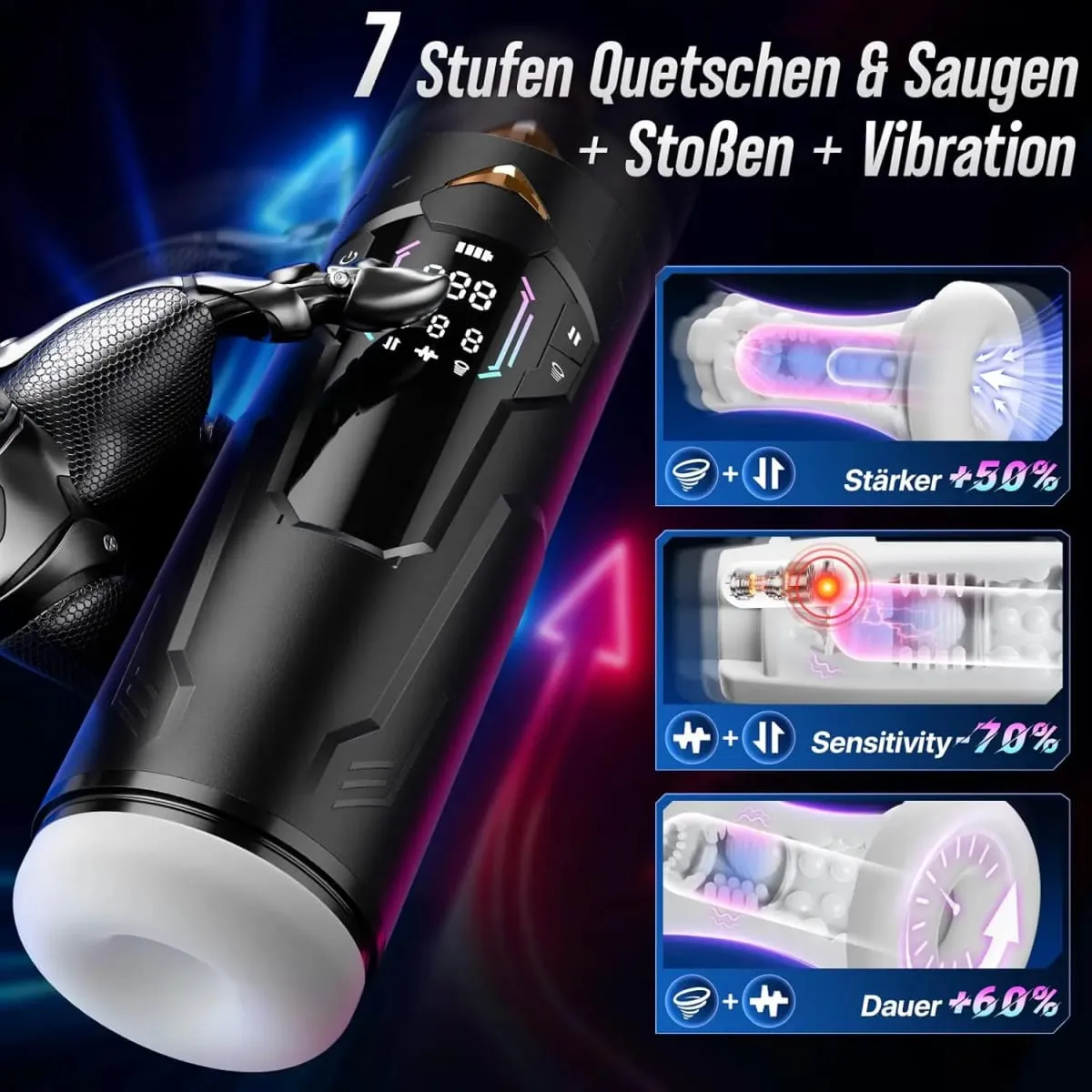 Automatic Male Masturbator Hands-Free 7 Telescopes & Sucking & Vibration Pocket Pussy Sex Toy for Men Adults Piston Mastubator — image 2