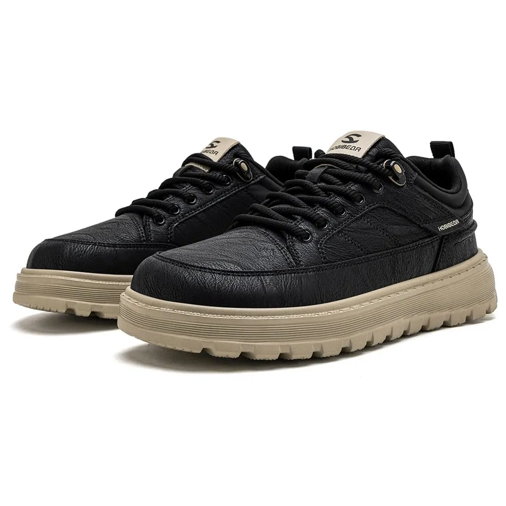 Men Wide Width Oxford Classic Artificial Leather Business Chunky-Heel Shoe Retro Lace-Up Casual Shoes