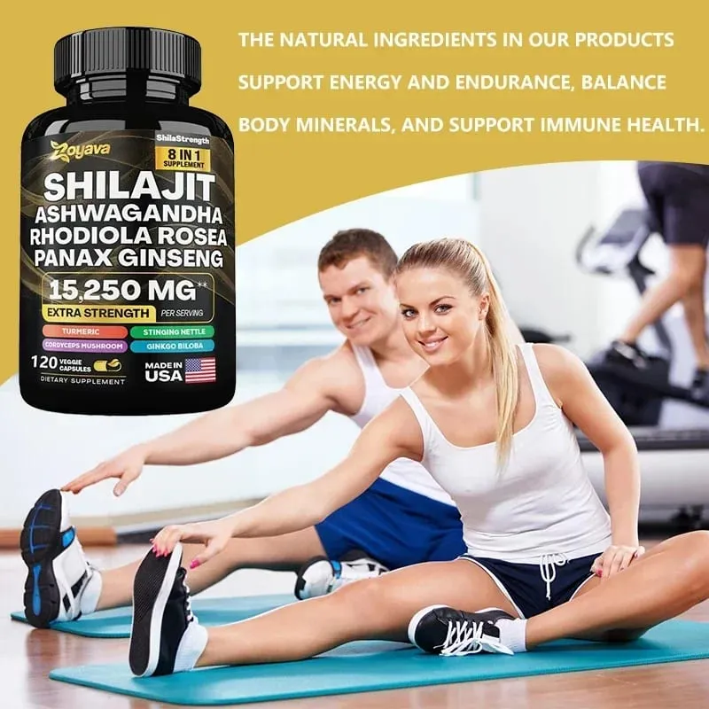 Himalaya Shilajit Ginseng Rhodiola Rosea and Ashwagandha Extract 15250mg High Strength Capsules Non-GMO Energy Immunity Joints