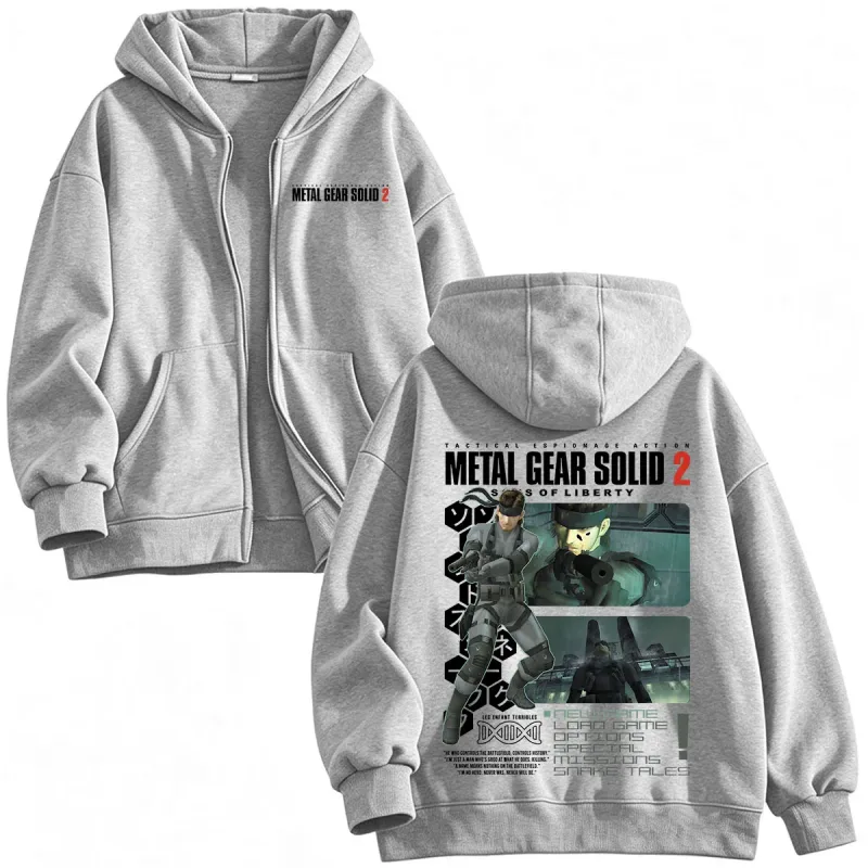 Metal Gear Solid 2 Sons of Liberty MGS2 Solid Snake Game Zipper Hoodies Men Women Fleece Zip Up Hooded Sweatshirts Jackets Coats — image 5