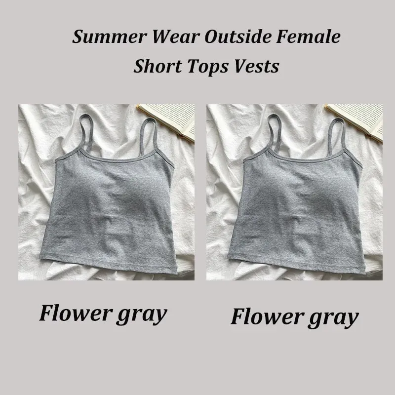 2PCS/SET Women's Basic Cotton Camisole madam Solid Color Spaghetti Straps Sleeveless Slim Vests Breathable Short Sleeveless Tops — image 20