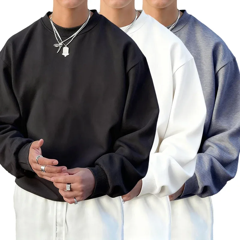 Man'S Fleece Autumn Top Street All-Match Pullovers Comfortable Basics Sweatshirts Sport Casual Sportswears Daily Soft Clothing — image 2