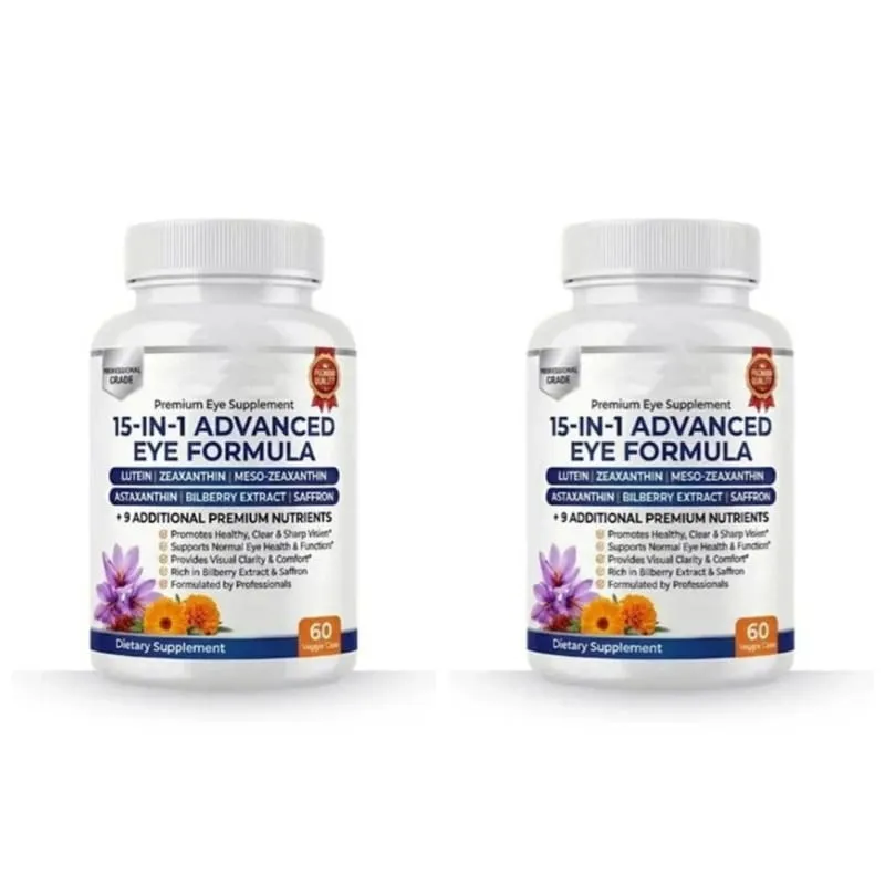 15-in-1 Advanced Eye Formula Supplement with Lutein Zeaxanthin Bilberry& Premium Nutrients Supports Healthy Vision 60Veggie Caps — image 9
