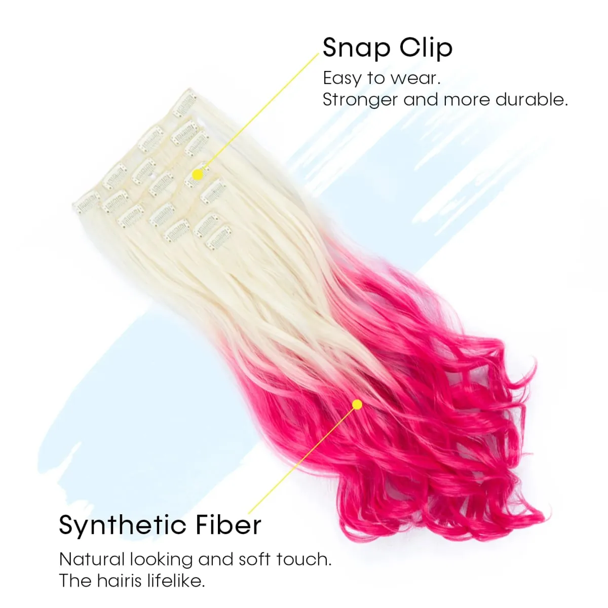 Clip in Long Wavy Synthetic Hair Extension 22 Inch 7PCS Thick Hairpieces Fiber Double Weft Hair for Women — image 3