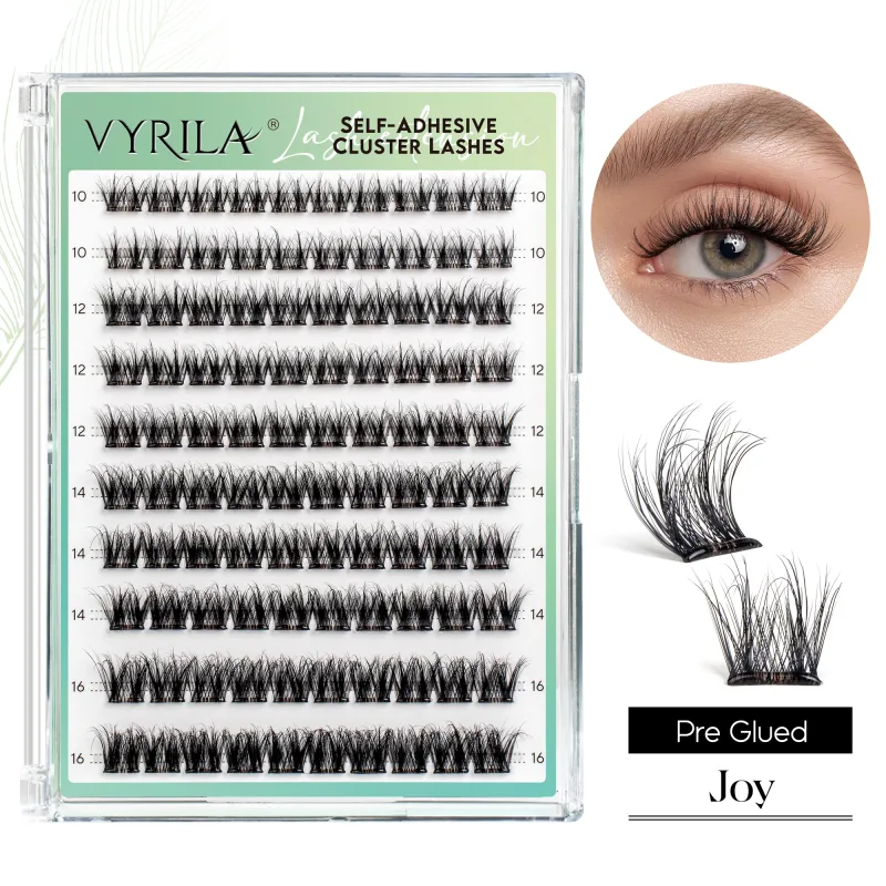Self Adhesive Eyelashes ไม่ต้องใช้กาวขนตา 10-16 มม.Pre Glued Cluster Lashes D Curl นุ่มธรรมชาติกดบนขนตา
