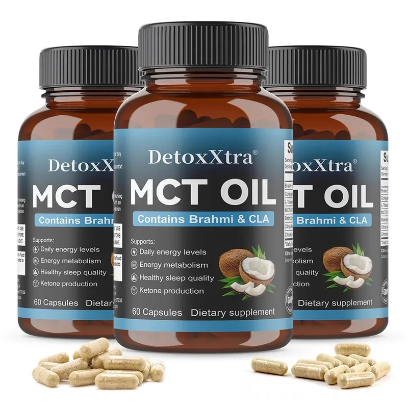 MCT Oil Capsules Natural Clean Energy & Cognitive Focus Supplement Clarity Brain & Body Gut Wellness Support Non-GMO