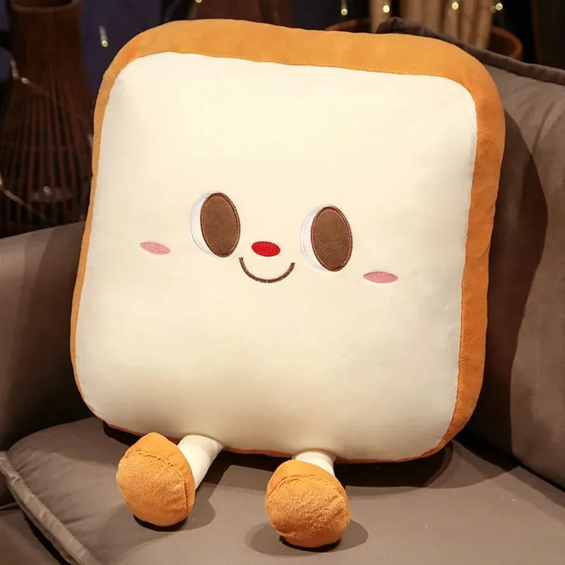 Cute Food Plush Throw Pillow Stuffed Toast Hamburger Cushion Smiling Face Happy Plushie Sofa Home Decor Gift — image 11