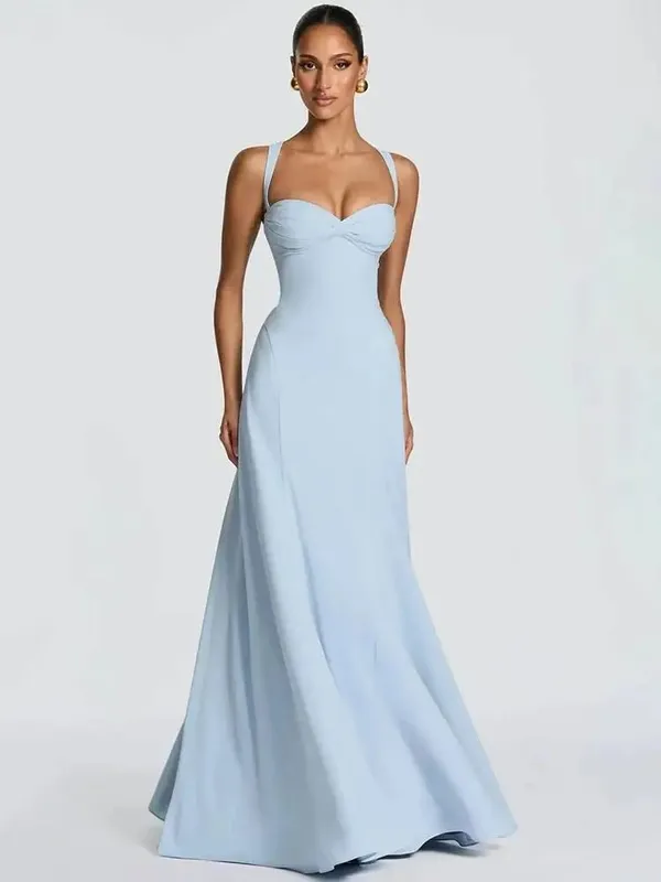 Mozision Off-shoulder Backless Sexy Maxi Dress Women Elegant Spaghetti Strap Sleeveless Bodycon Club Party Evening Dress Fashion — image 4