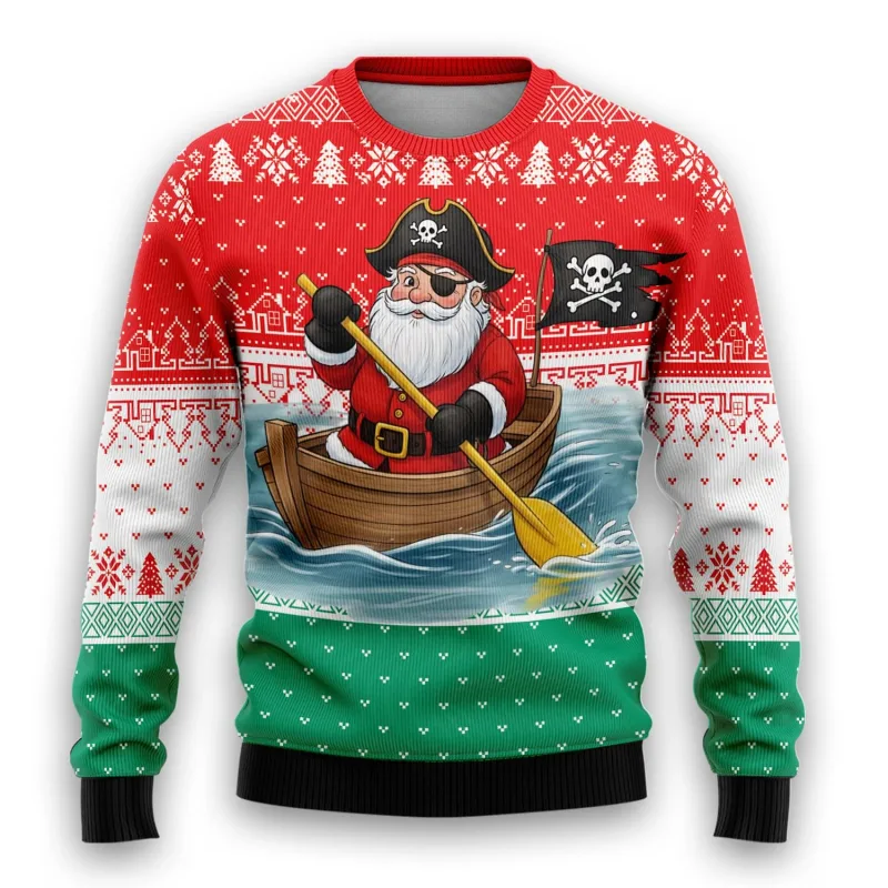 Pirate Santa Claus Graphic Ugly Christmas Sweater 2026 New Skull Graphic Sweatshirts Funny Design Pullovers Man Jumper Sweaters — image 2