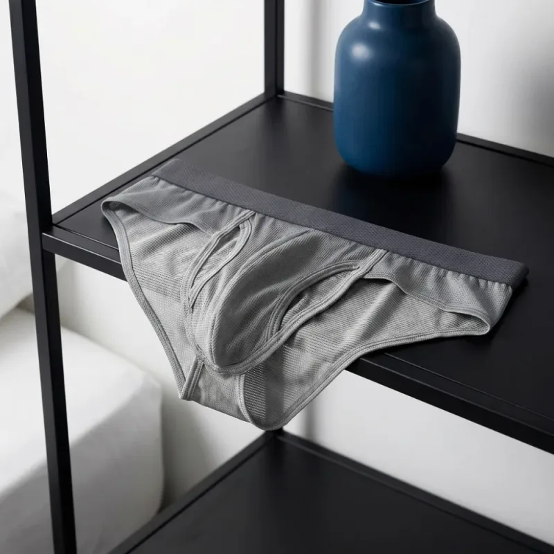Thin Underpants Summer Thin Briefs Men Side Opening Breathable Men Ice Silk Panties Splicing Lingerie Seamless Underwear Men — image 15