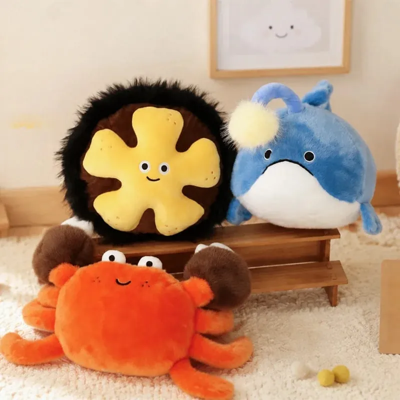 New Creative Ocean Plushies Sea Urchin Lanternfish Crab Orca Plush Throw Pillows Cute Marine Animal Decorative Cushions for Sofa — image 3