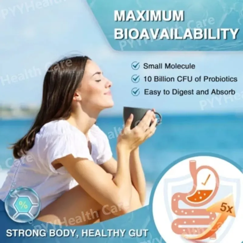 Marine Collagen Peptides Powder - Type I III Collagen with Probiotics Vitamin C & Hyaluronic- Unflavored - 12.35oz/35 Servings