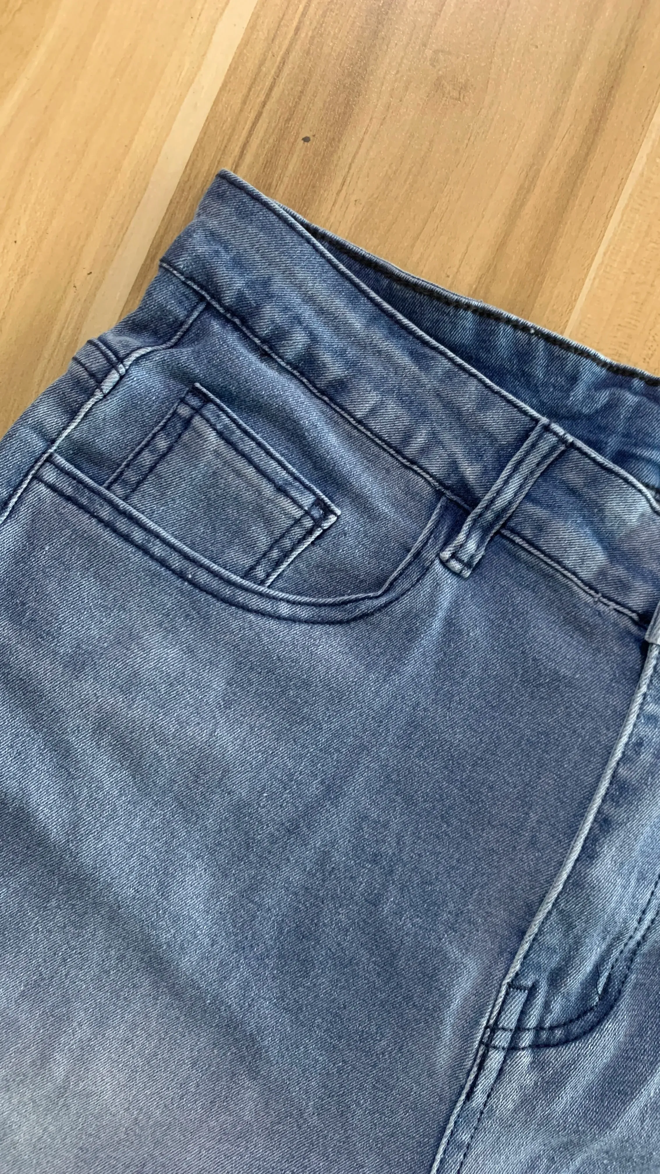 Slim Straight Jeans Men Sky Blue Fringe Cuff Detail Jeans Classic Mid Waist Solid Tone All Season Long Pants Urban Daily Stylish — image 6
