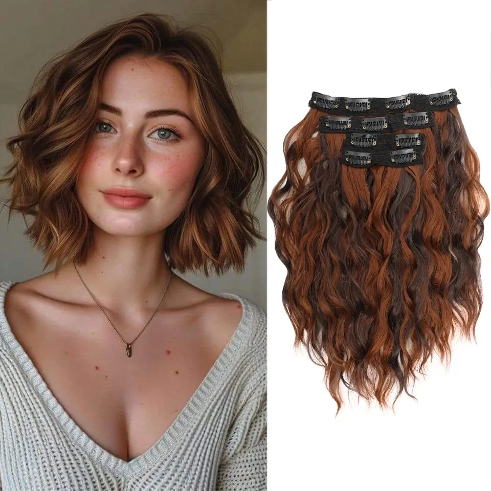 12 inch Four Piece Water Ripple Short Roll Clip Hair Extensions Suitable For Women's Daily Gatherings Gestivals And Celebrations